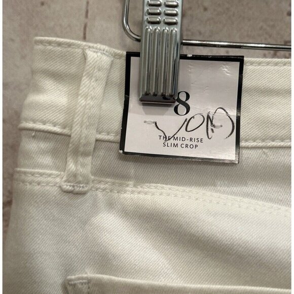 WHITE HOUSE BLACK MARKET WHBM The Slim Crop Jean Mid Rise Ivory Denim Size 8 NEW - Picture 4 of 5